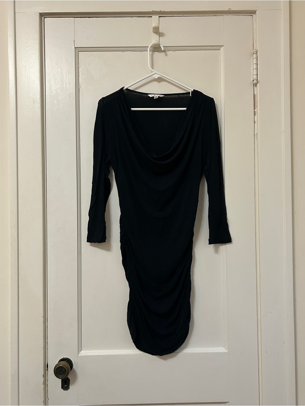 CAbi Black Long-Sleeve Draped Cowl Dress - Size Small